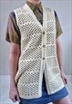 Vintage 70's Cream Crochet Waistcoat Vest Top