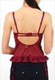 VINTAGE Y2K BUSTIER CORSET TOP IN PURPLE MESH EMBROIDERY