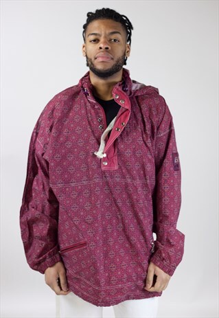 VINTAGE 90'S PATTERNED RED SHELL JACKET