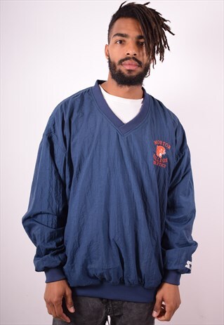 STARTER MENS VINTAGE MORTON PULLOVER JACKET XL BLUE 90S