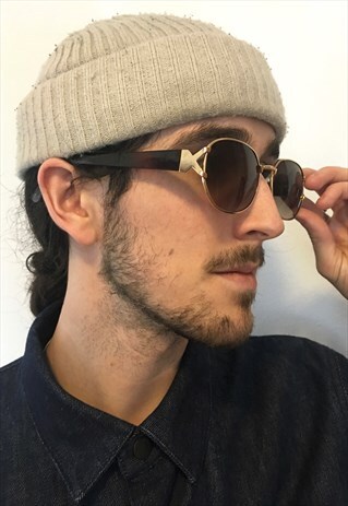 VINTAGE 80S RARE GHETTO HIP HOP GOLD METAL SUNGLASSES