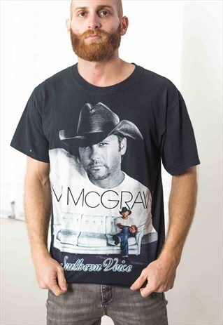 VINTAGE ROCK BAND COUNTRY T-SHIRT 90S M 6.9