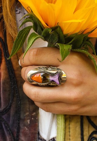 ADJUSTABLE BOHO FISH GLASS RING