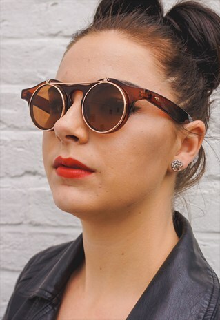 BROWN FLIP UP SUNGLASSES
