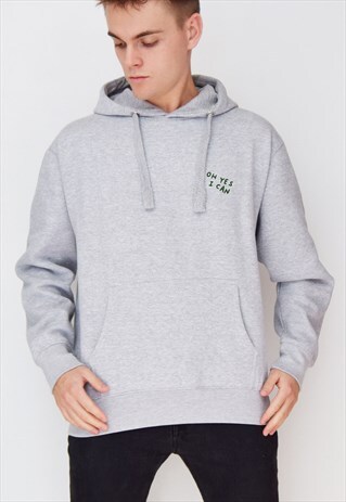 GREY OH YES I CAN (GREEN) HOODIE