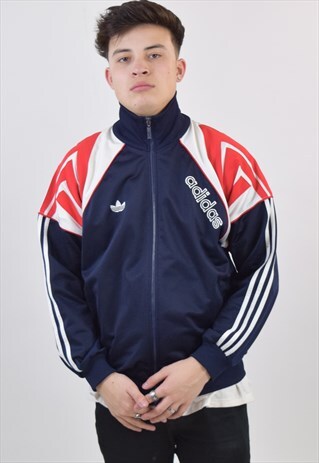 VINTAGE 90S BLUE ADIDAS TRACKSUIT TOP JACKET