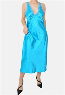 Blue maxi slip dress