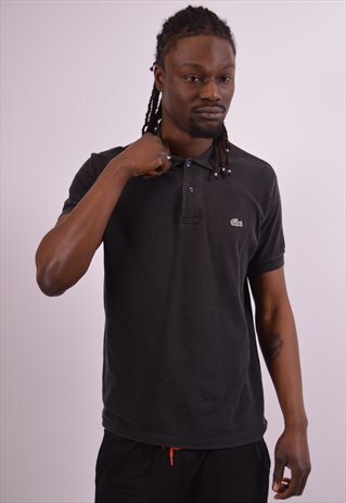 LACOSTE MENS VINTAGE POLO SHIRT SMALL BLACK 90S