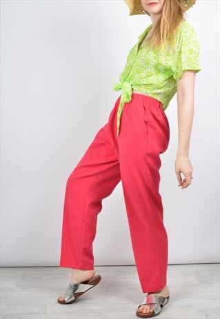 VINTAGE 80S HIGH WAIST TROUSERS IN FUCHSIA PINK