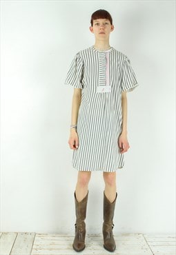 SIGNORINA Midi Shirt Dress Striped Short Sleeve Oversized
