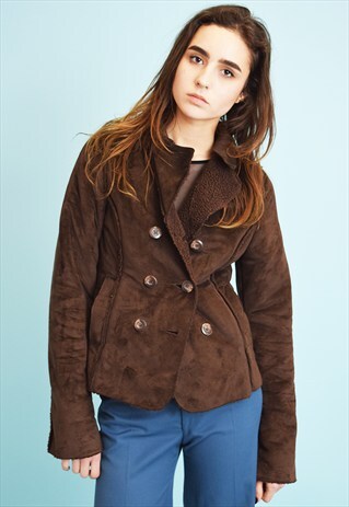 90'S RETRO FAUX FUR WARM SHERPA SHEARLING JACKET