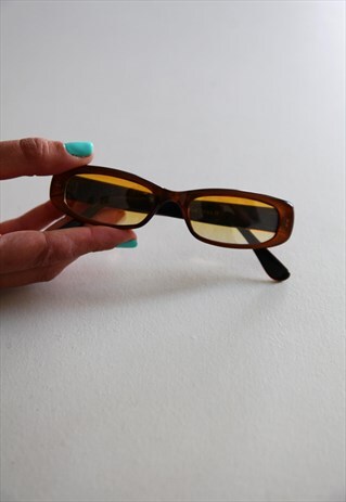 VINTAGE CRYSTAL GOLDEN BROWN FRAME, YELLOW LENSES