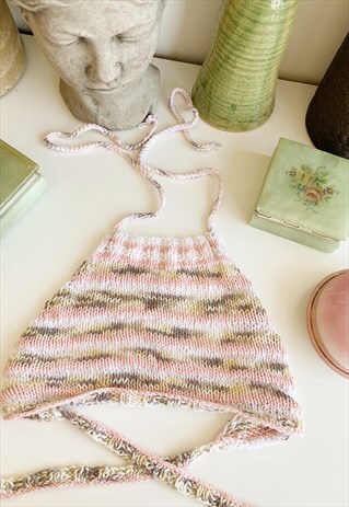 70'S STYLE BOHO FESTIVAL JAZZY CROCHET HALTER CROP TOP