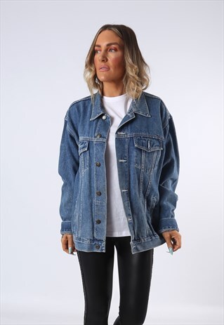 DENIM JACKET OVERSIZED FITTED VINTAGE UK 18 (C5T)