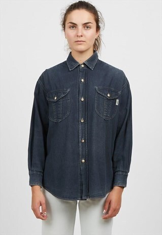 VINTAGE BLUE GUESS LONG SLEEVE DENIM SHIRT