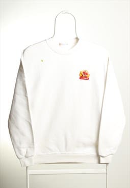 Floridawind Vintage Crewneck Embroidery Sweatshirt White M