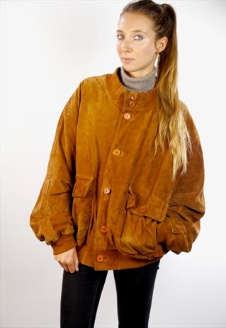 VINTAGE SUEDE JACKET / SUEDE BOMBER / SUEDE JACKET BROWN