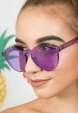 Thick Rimless Purple Sunglasses