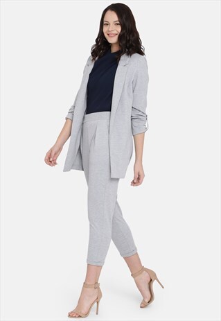IS.U GREY SLIP-ON PLEATED TROUSER