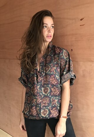PATTERNED OVERSIZED RETRO VINTAGE UNISEX FESTIVAL SHIRT
