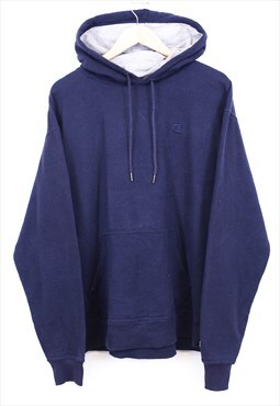Vintage Champion Hoodie Navy Pullover With Tonal Chest Logo