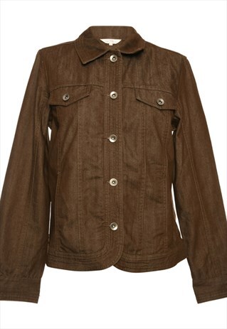 BEYOND RETRO VINTAGE BUTTON FRONT BROWN JACKET - S