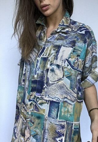 PATTERNED OVERSIZED RETRO VINTAGE UNISEX FESTIVAL SHIRT