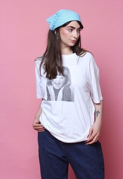 White Vintage Printed 90's T-Shirt