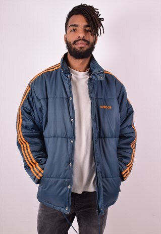 ADIDAS MENS VINTAGE PADDED JACKET MEDIUM TURQUOISE 90S