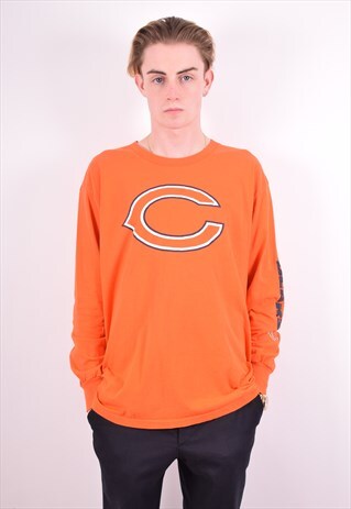 NFL MENS VINTAGE TOP LONG SLEEVE LARGE ORANGE 90S