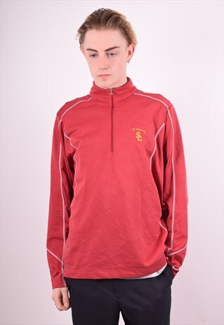 NIKE MENS VINTAGE TROJANS SC TRACKSUIT TOP MEDIUM MAROON 90S
