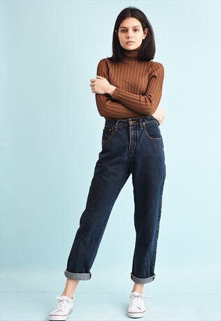 90'S RETRO HIGH WAIST STRAIGHT DENIM JEANS