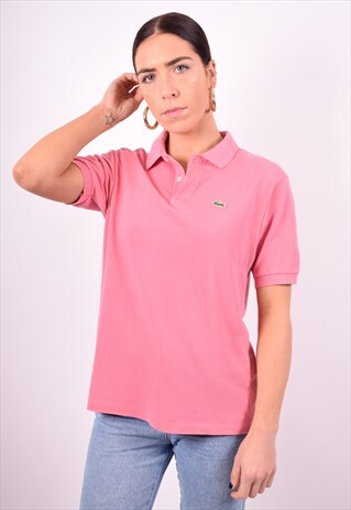 LACOSTE WOMENS VINTAGE POLO SHIRT LARGE PINK 90'S