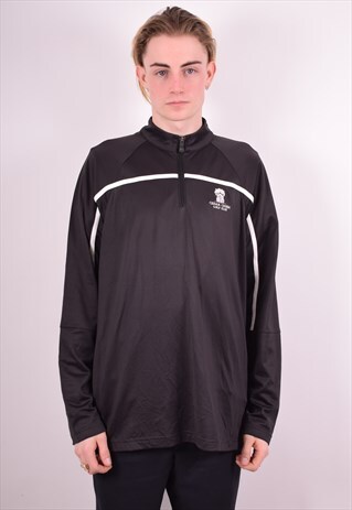 ADIDAS MENS VINTAGE TRACKSUIT TOP LARGE BLACK 90S