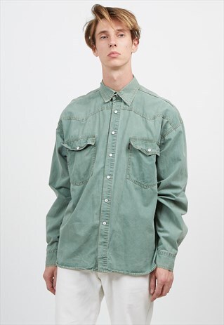 VINTAGE GREEN RICA LEWI'S LONG SLEEVE DENIM SHIRT
