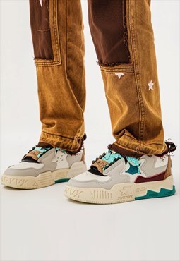 Grunge high tops chunky sole trainers skater shoes in grey