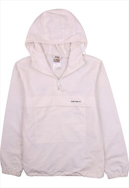 Vintage 90's Carhartt Windbreaker Hooded Quater Zip White