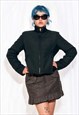 Vintage Moto Jacket Y2K Racer Coat in Black