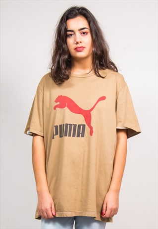 VINTAGE 90'S LIGHT BROWN PUMA OVERSIZE T-SHIRT