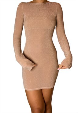 Festive Collection Nude Glitter Mini Dress 