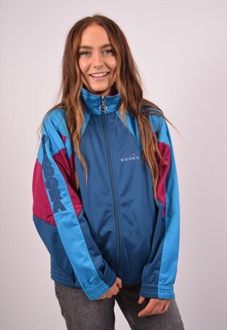 VINTAGE DIADORA TRACKSUIT TOP JACKET BLUE