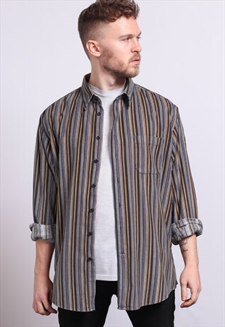 VINTAGE CORDUROY CORD STRIPED SHIRT