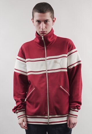 VINTAGE 80'S PUMA DARK RED TRACKSUIT JACKET