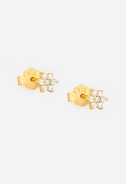 Tiny Flower Shaped Stud Earrings With Cubic Zirconia