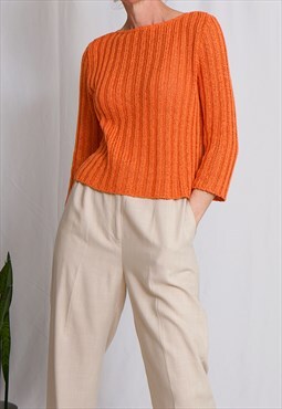 90s cotton jumper short length in orange 