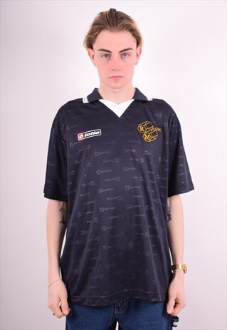 LOTTO MENS VINTAGE POLO SHIRT XL NAVY BLUE 90S