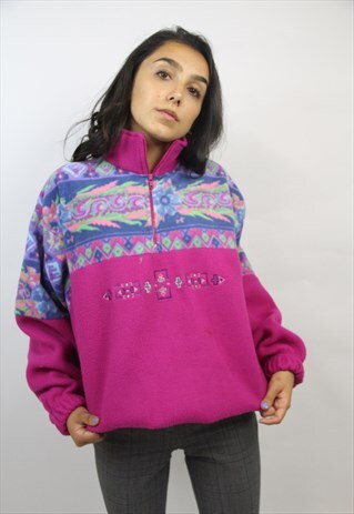 VINTAGE 90'S PATTERNED FLEECE JUMPER