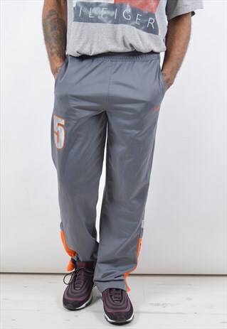 NIKE MENS VINTAGE TRACKSUIT TROUSERS MEDIUM GREY 90S