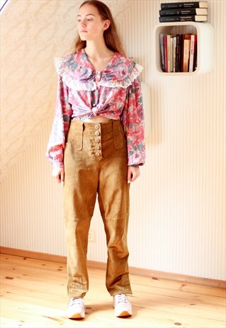 BROWN CAMEL SUEDE TROUSERS