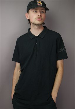Vintage DKNY Polo Shirt in Black with Logo